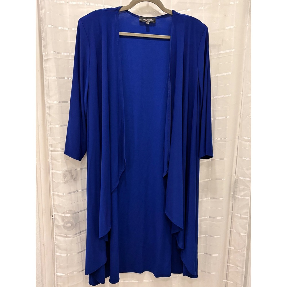 R&M Richards Royal Blue Draped Open Front Cardigan Jacket 22W Plus Size